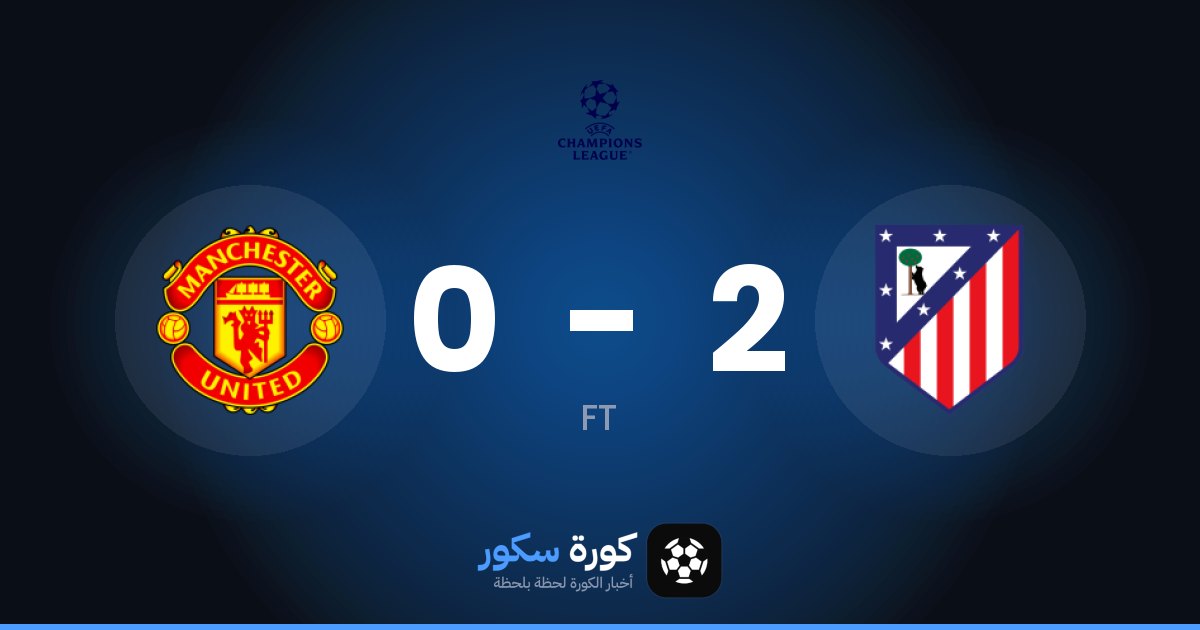 أتلتيكو مدريد يتغلب على مانشستر يونايتد بنتيجة 2-0 في مرحلة الدوري – الجولة 2 من دوري أبطال أوروبا