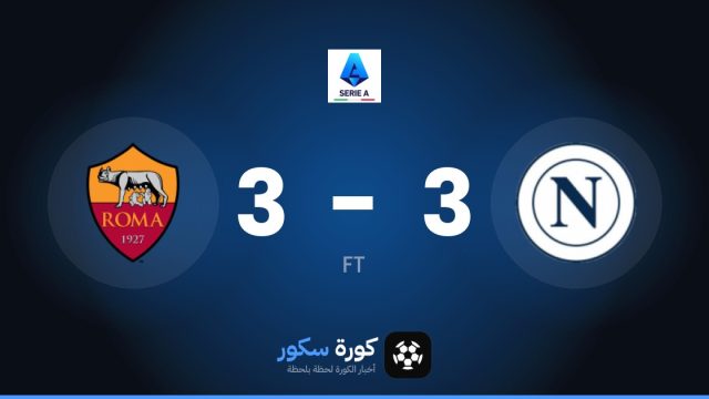 تعادل مثير بين نابولي وروما 3-3 في الجولة 8 من الدوري الإيطالي
